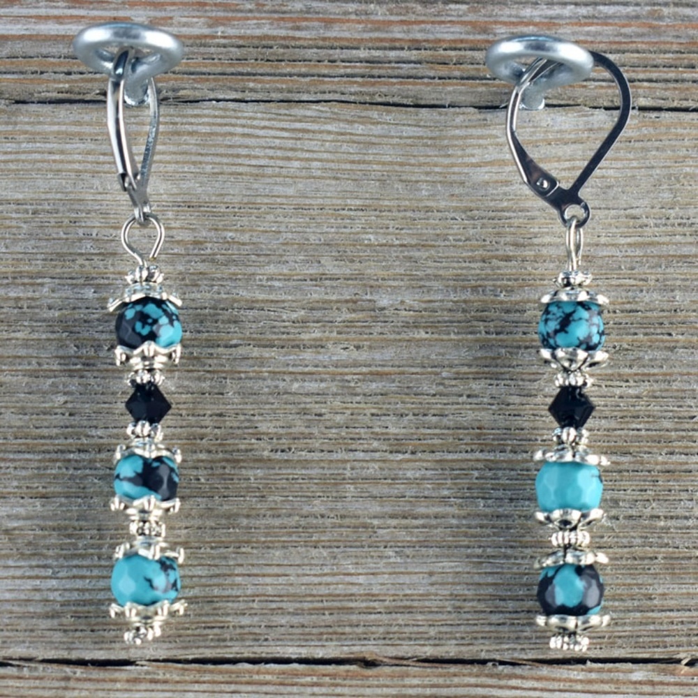 Heavy Matrix Double Layer Turquoise Cross Necklace - image 2